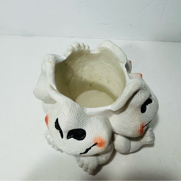 Spooky Ghost Halloween Planter New Holland Floral ‘97 Vintage Four Ghosts Round - Picture 5 of 10